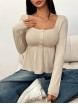 Women Amilitary Green Front Button Long Sleeve Casual Shirt,Fall,Winter